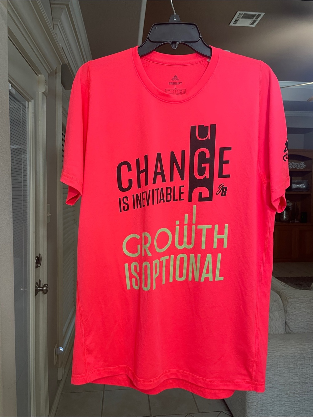 Adidas Mens L Neon Pink Graphic Motivational T Shirt - Picture 13 of 13